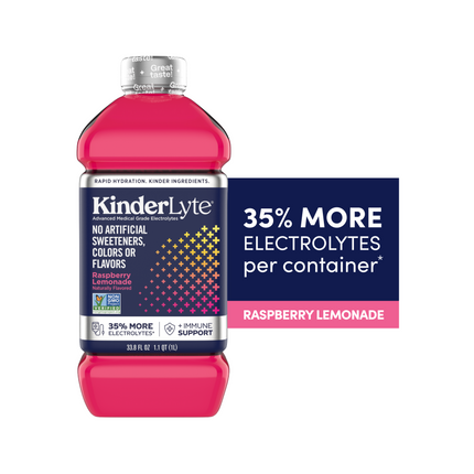 A product rendering and text that reads: 35% More Electrolytes Per Container