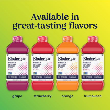 KinderLyte is also available in grape, strawberry, orange and fruit punch.